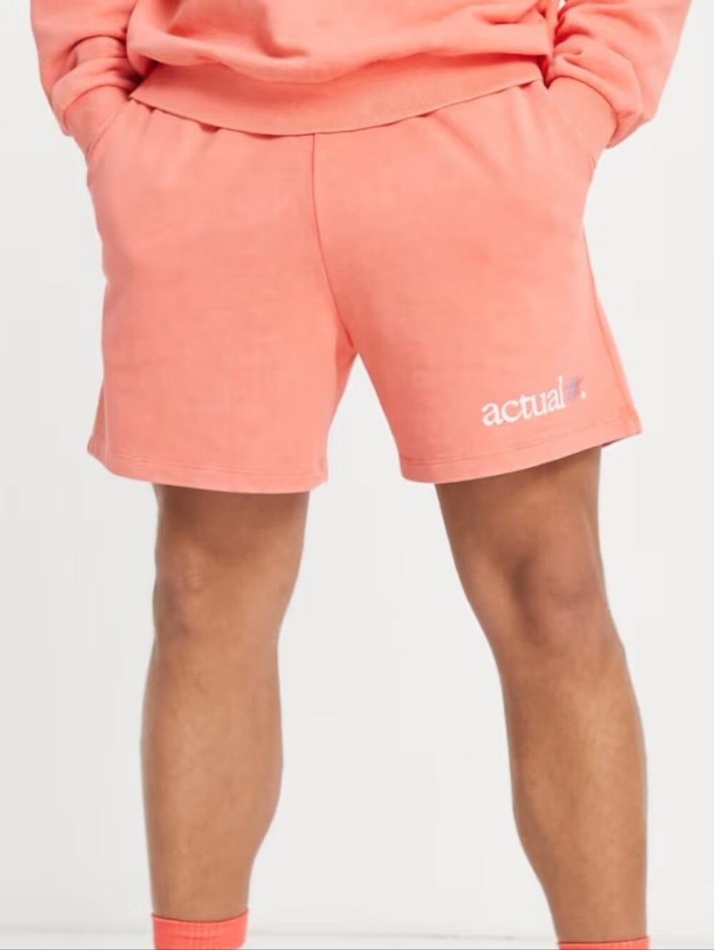 Asos Actual Washed Short With Logo Print 100% Cotton  Size Med